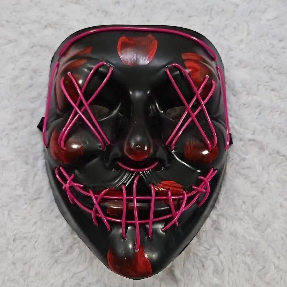 The Purge Halloween Scary Mask LED Light Up Battery Cosplay Rave Costume Party